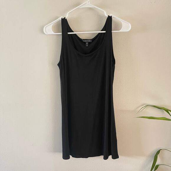 Eileen Fisher Stretch Silk Jersey Scoop Neck Tank Top Womens XS Black - Picture 1 of 8